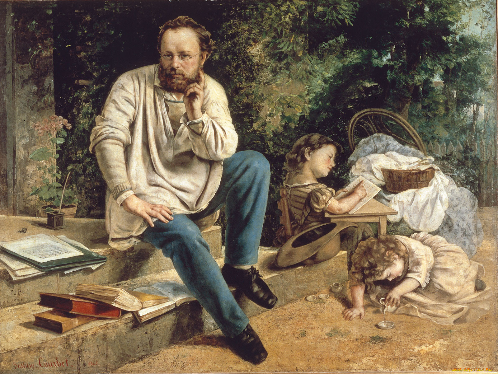 pierre, joseph, proudhon, and, his, children, , gustave, courbet, , , , 